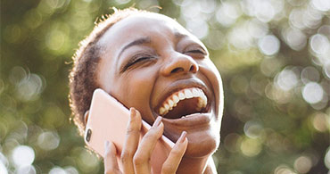 woman on the phone laughing